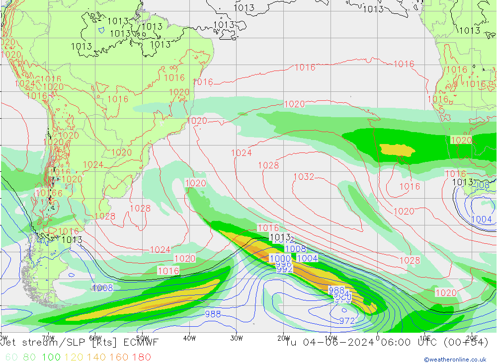 Corriente en chorro ECMWF mar 04.06.2024 06 UTC