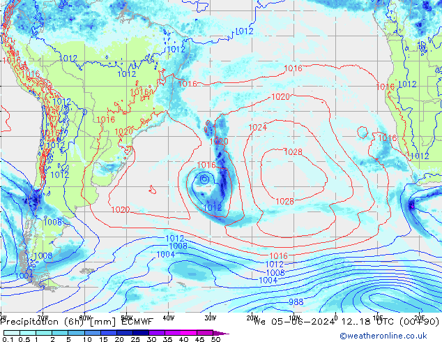 Z500/Rain (+SLP)/Z850 ECMWF Qua 05.06.2024 18 UTC