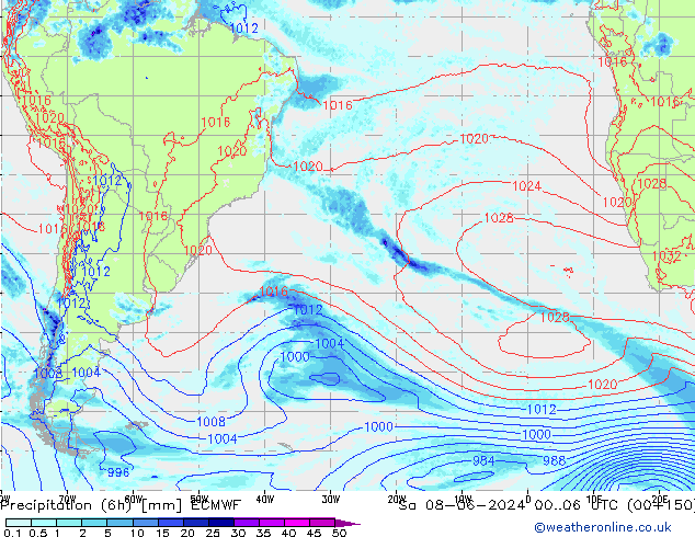 Precipitazione (6h) ECMWF sab 08.06.2024 06 UTC