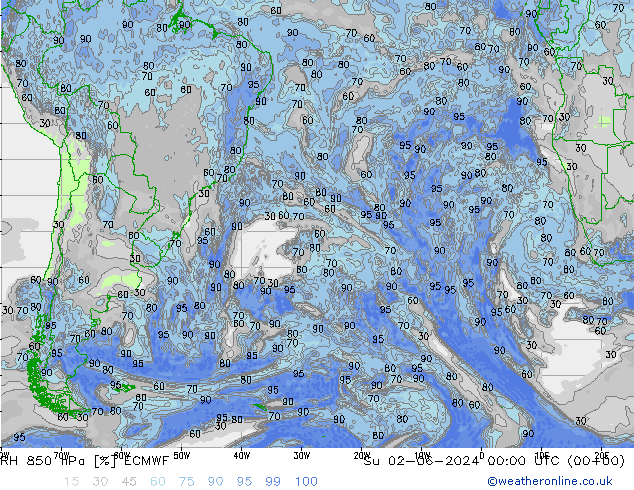 RH 850 hPa ECMWF  02.06.2024 00 UTC