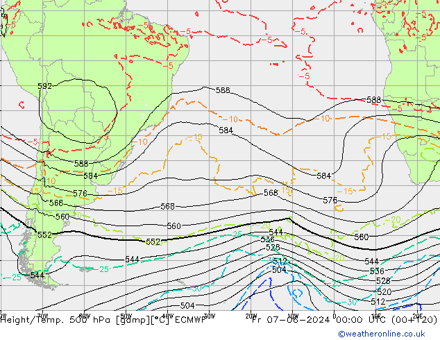 Z500/Yağmur (+YB)/Z850 ECMWF Cu 07.06.2024 00 UTC