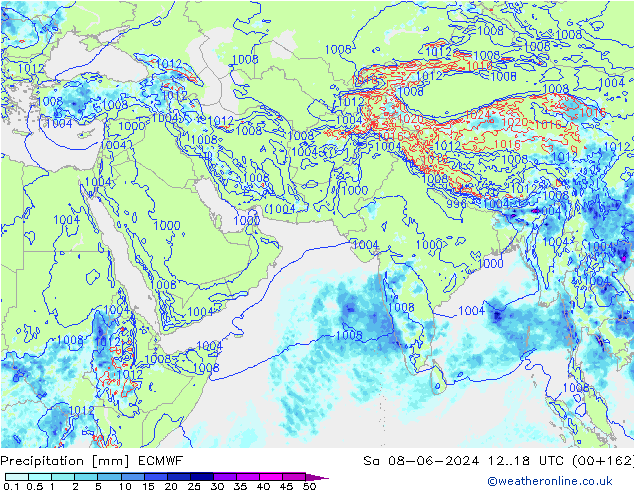 Precipitation ECMWF Sa 08.06.2024 18 UTC