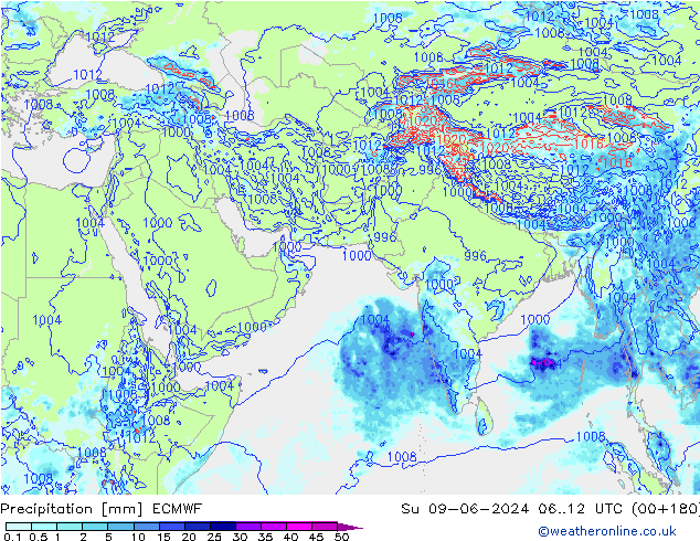 Precipitation ECMWF Su 09.06.2024 12 UTC