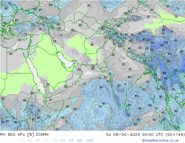 RH 850 hPa ECMWF  08.06.2024 00 UTC