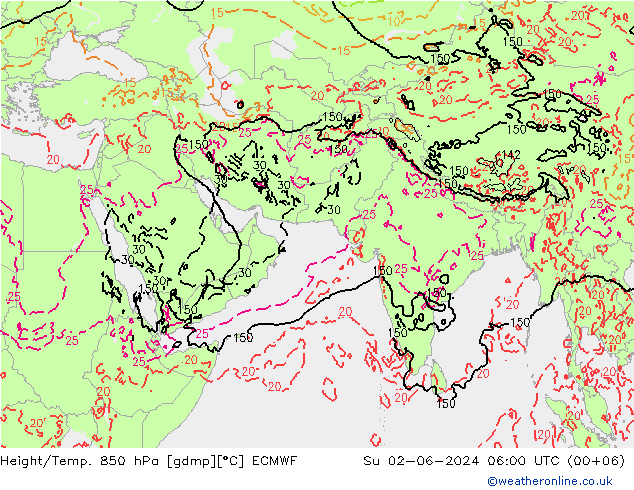 Z500/Regen(+SLP)/Z850 ECMWF zo 02.06.2024 06 UTC