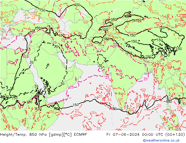 Yükseklik/Sıc. 850 hPa ECMWF Cu 07.06.2024 00 UTC