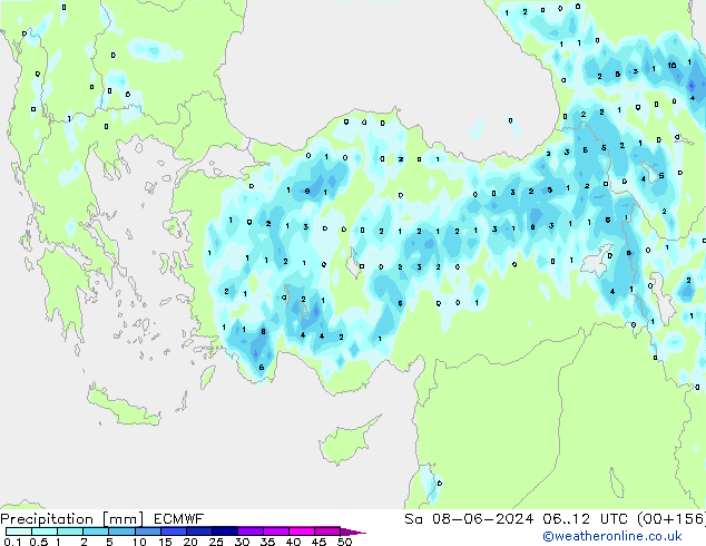 Precipitation ECMWF Sa 08.06.2024 12 UTC