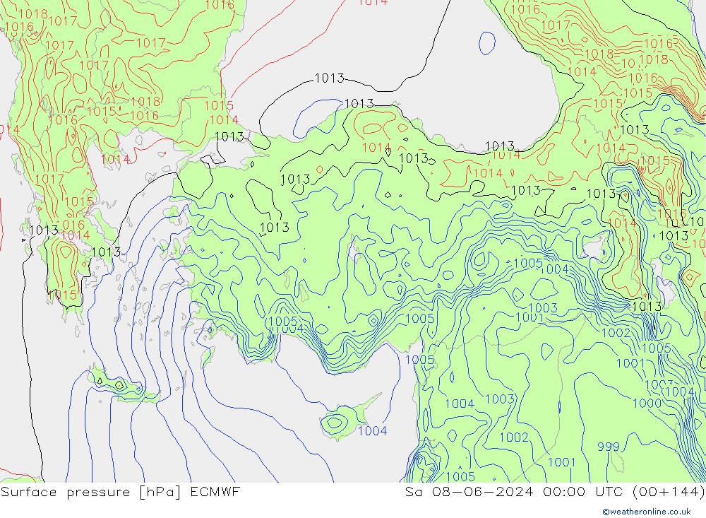 Luchtdruk (Grond) ECMWF za 08.06.2024 00 UTC