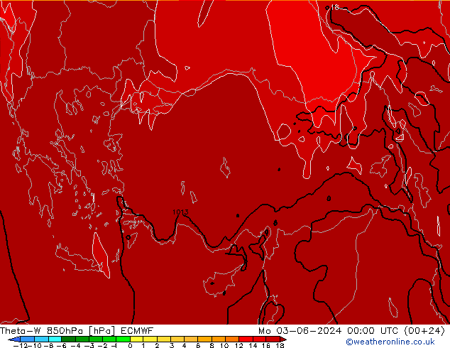 Theta-W 850hPa ECMWF Mo 03.06.2024 00 UTC