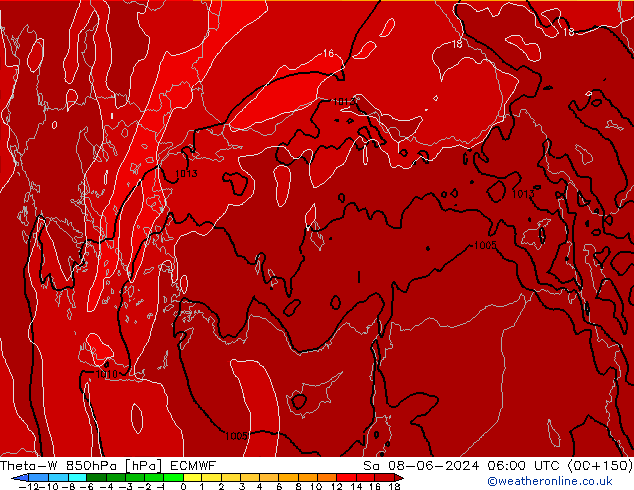 Theta-W 850hPa ECMWF Sa 08.06.2024 06 UTC