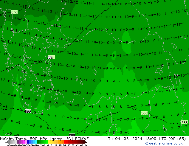 Z500/Rain (+SLP)/Z850 ECMWF Tu 04.06.2024 18 UTC