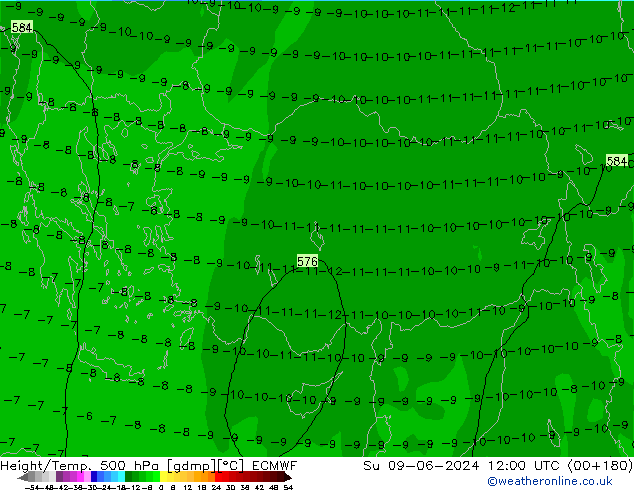 Géop./Temp. 500 hPa ECMWF dim 09.06.2024 12 UTC