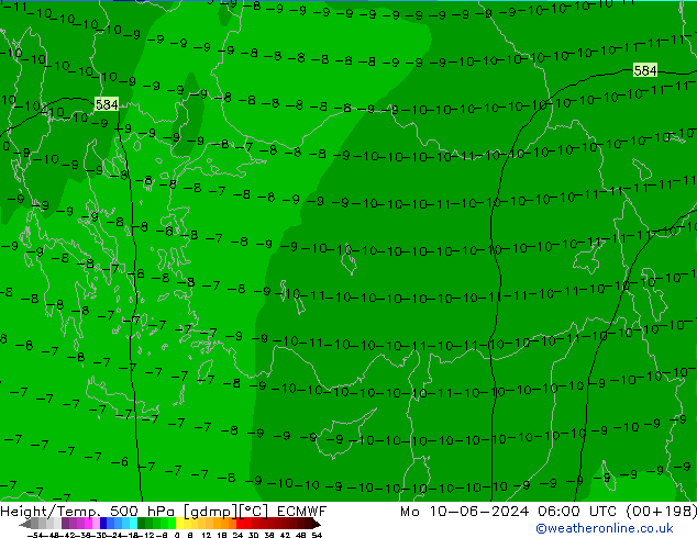 Z500/Rain (+SLP)/Z850 ECMWF пн 10.06.2024 06 UTC