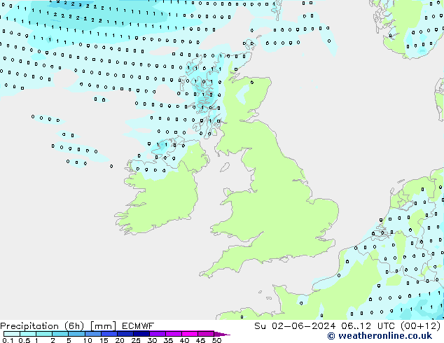 Z500/Rain (+SLP)/Z850 ECMWF dom 02.06.2024 12 UTC