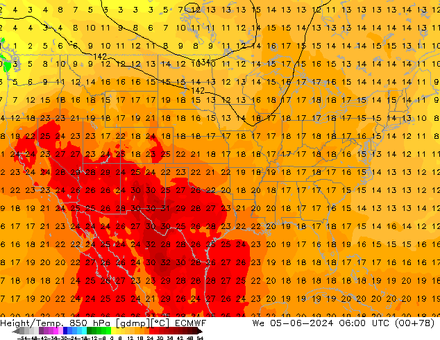 Z500/Regen(+SLP)/Z850 ECMWF wo 05.06.2024 06 UTC