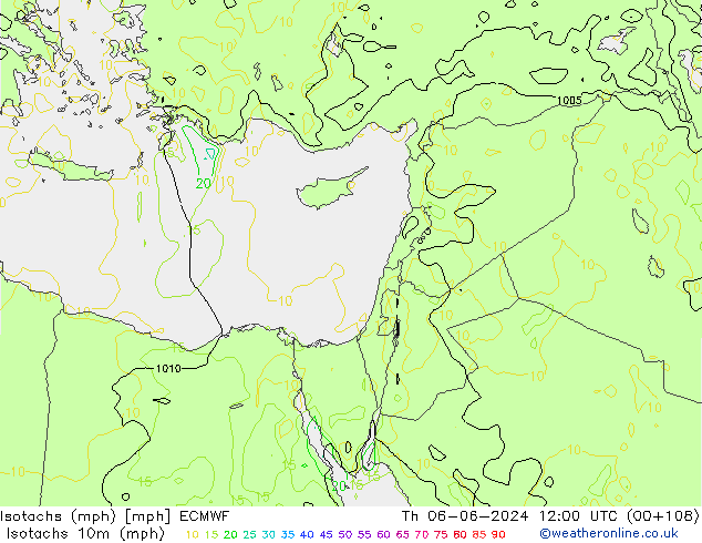 Isotachs (mph) ECMWF  06.06.2024 12 UTC