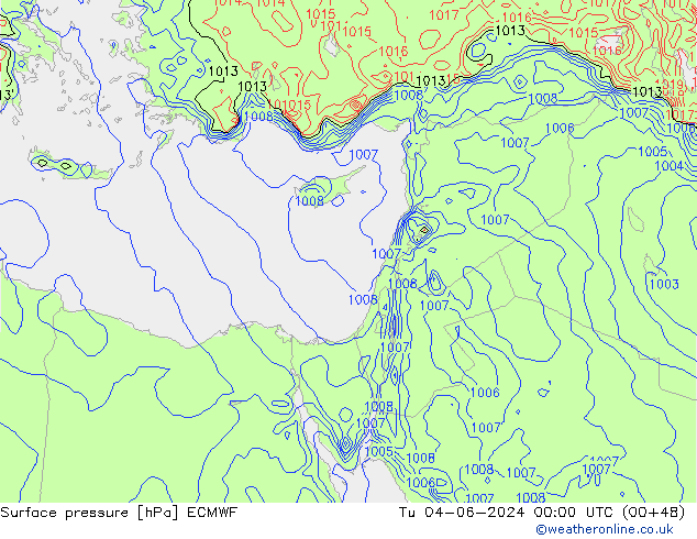 Pressione al suolo ECMWF mar 04.06.2024 00 UTC