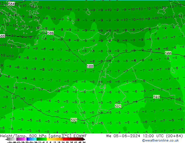 Z500/Rain (+SLP)/Z850 ECMWF śro. 05.06.2024 12 UTC