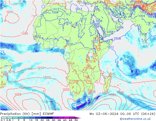 Z500/Yağmur (+YB)/Z850 ECMWF Pzt 03.06.2024 06 UTC