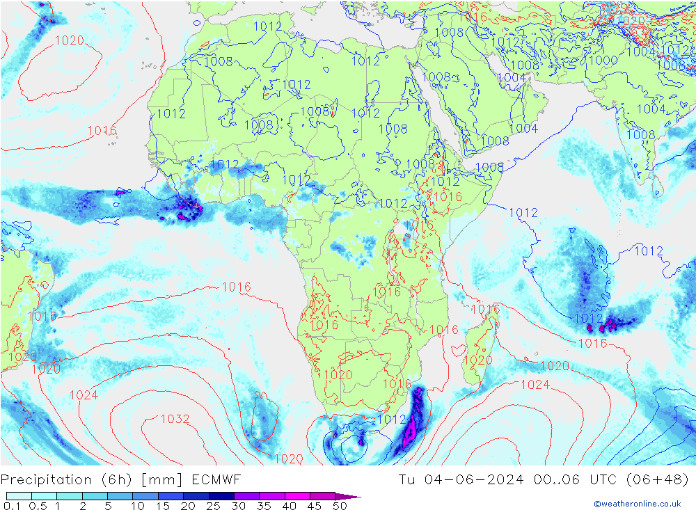 Z500/Rain (+SLP)/Z850 ECMWF Tu 04.06.2024 06 UTC