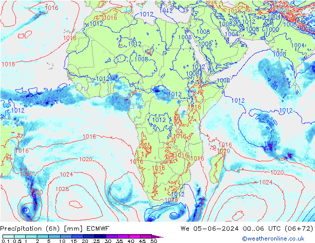 Z500/Rain (+SLP)/Z850 ECMWF śro. 05.06.2024 06 UTC