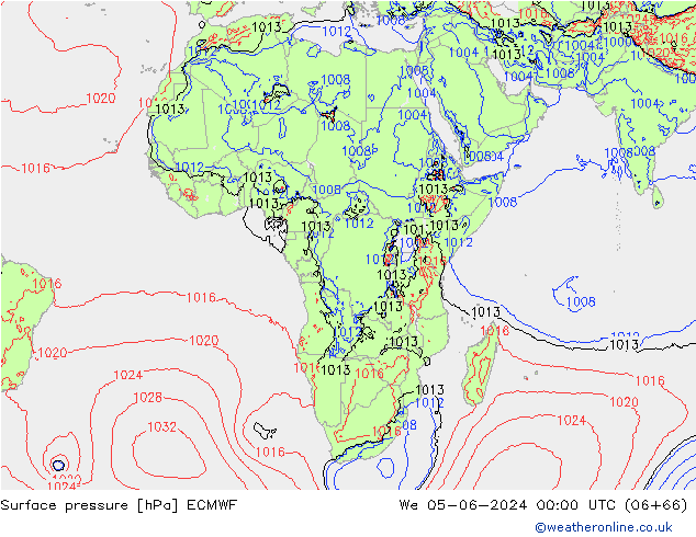 Bodendruck ECMWF Mi 05.06.2024 00 UTC