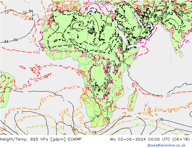 Height/Temp. 925 hPa ECMWF lun 03.06.2024 00 UTC