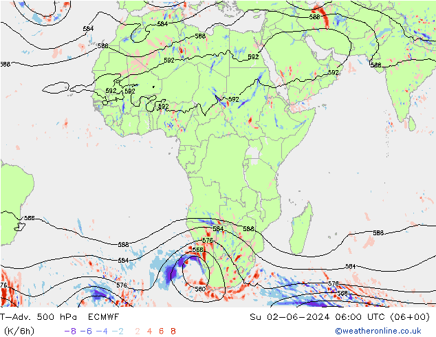 T-Adv. 500 hPa ECMWF dim 02.06.2024 06 UTC