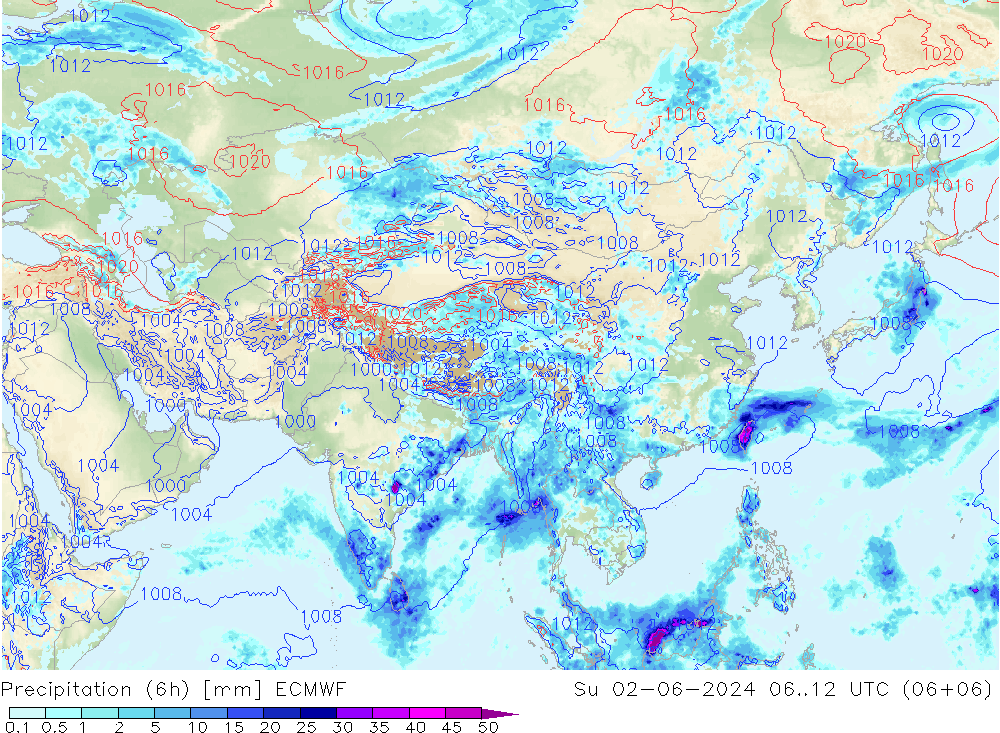 Z500/Rain (+SLP)/Z850 ECMWF dom 02.06.2024 12 UTC