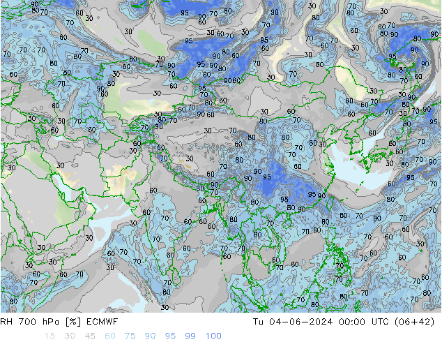 RH 700 hPa ECMWF Tu 04.06.2024 00 UTC