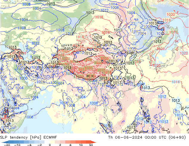 Drucktendenz ECMWF Do 06.06.2024 00 UTC