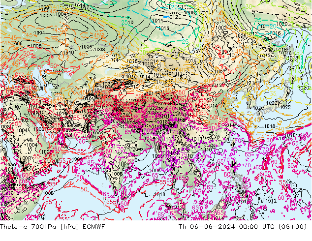 Theta-e 700hPa ECMWF do 06.06.2024 00 UTC