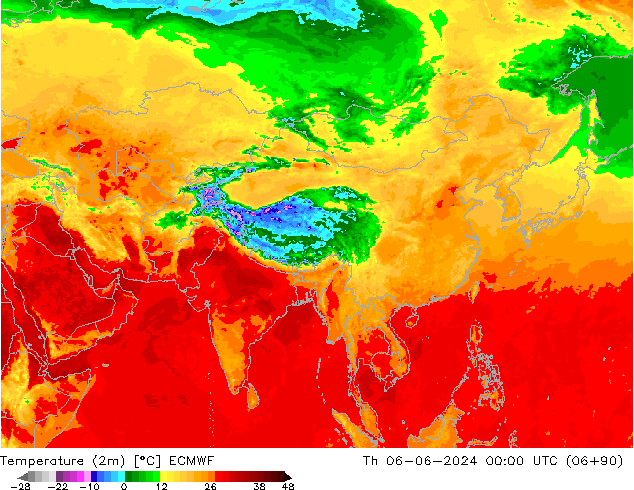 карта температуры ECMWF чт 06.06.2024 00 UTC