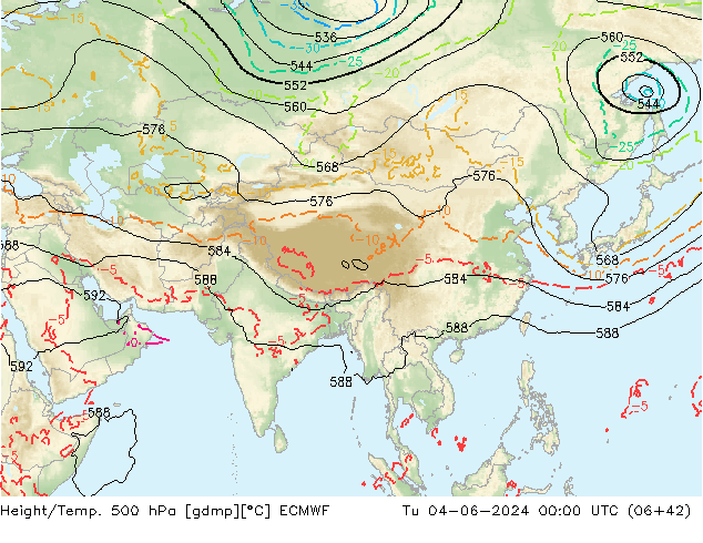 Z500/Rain (+SLP)/Z850 ECMWF Tu 04.06.2024 00 UTC