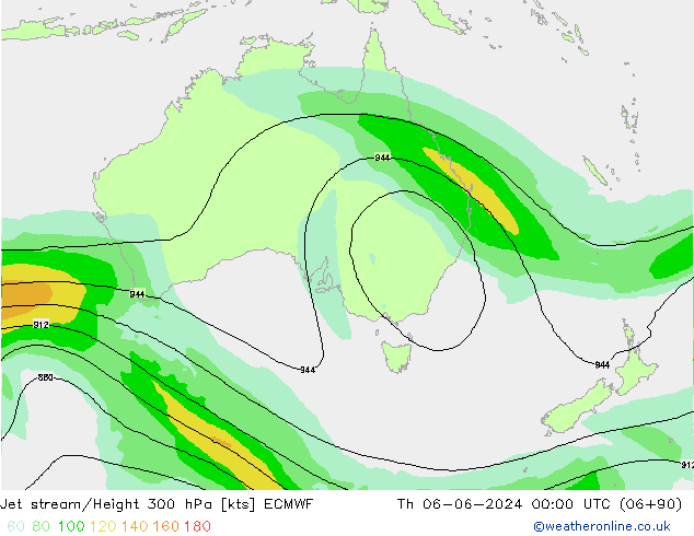 Corrente a getto ECMWF gio 06.06.2024 00 UTC