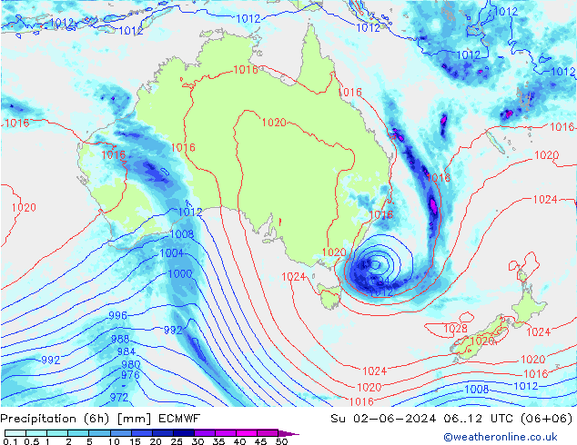 Z500/Yağmur (+YB)/Z850 ECMWF Paz 02.06.2024 12 UTC