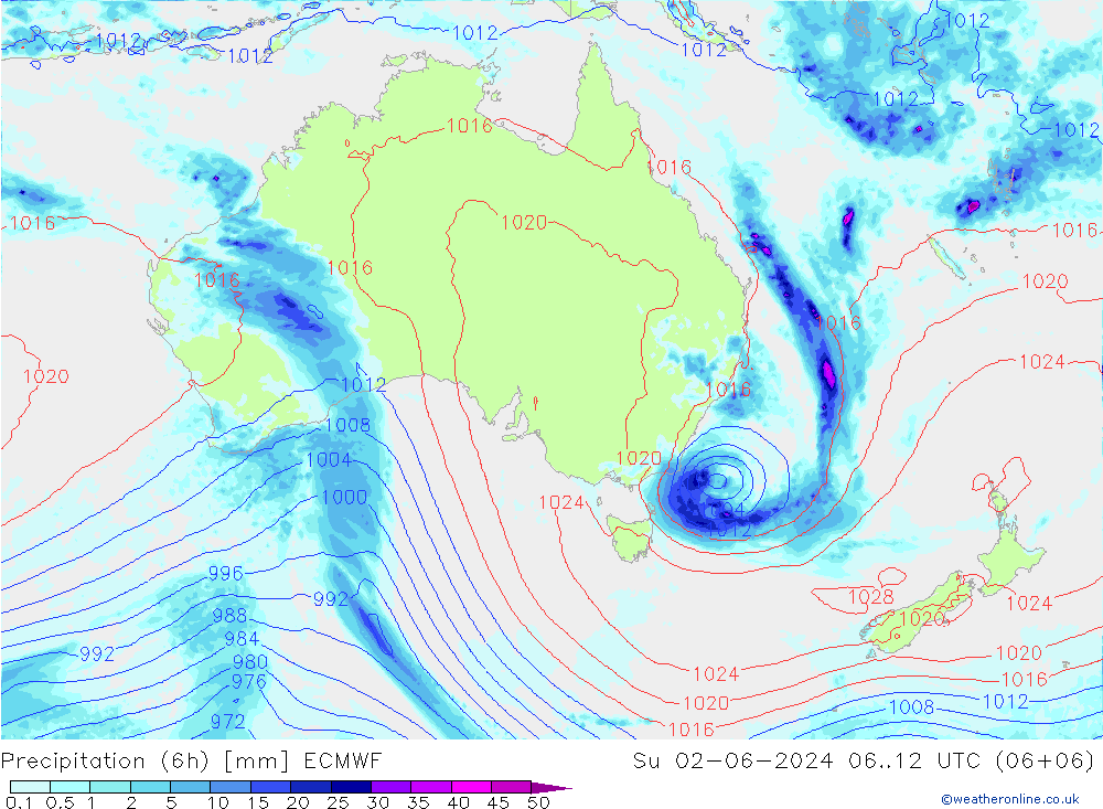 Z500/Rain (+SLP)/Z850 ECMWF dom 02.06.2024 12 UTC