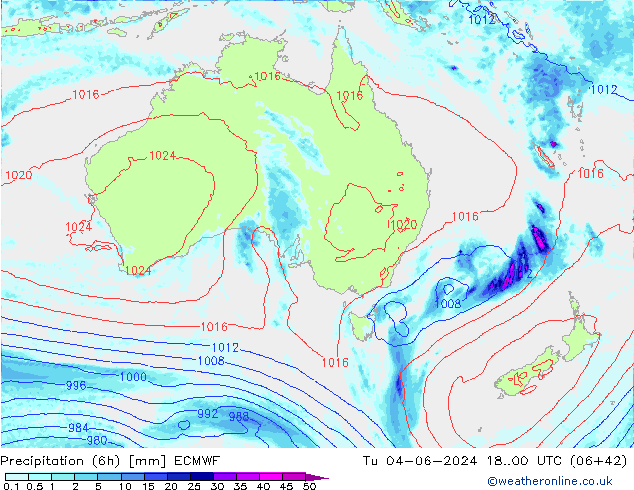 Z500/Rain (+SLP)/Z850 ECMWF Út 04.06.2024 00 UTC