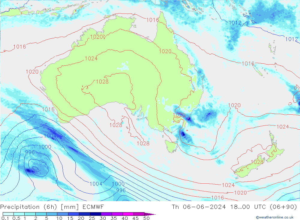 Z500/Rain (+SLP)/Z850 ECMWF gio 06.06.2024 00 UTC