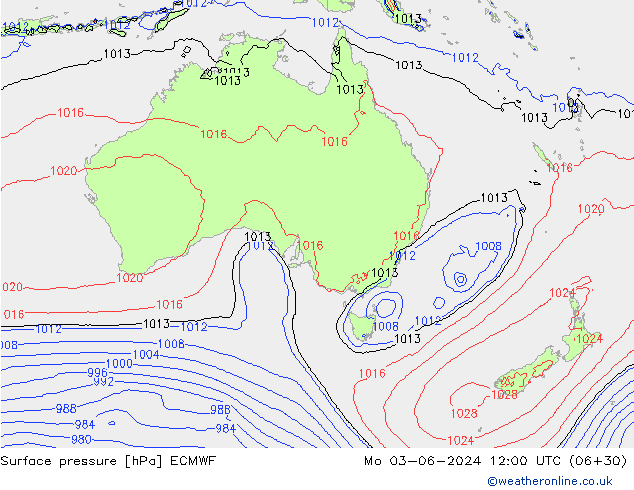 Luchtdruk (Grond) ECMWF ma 03.06.2024 12 UTC