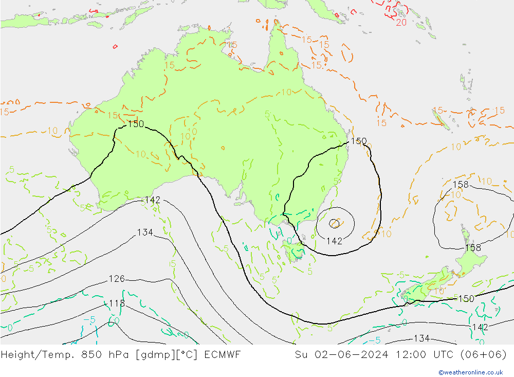 Z500/Rain (+SLP)/Z850 ECMWF dom 02.06.2024 12 UTC