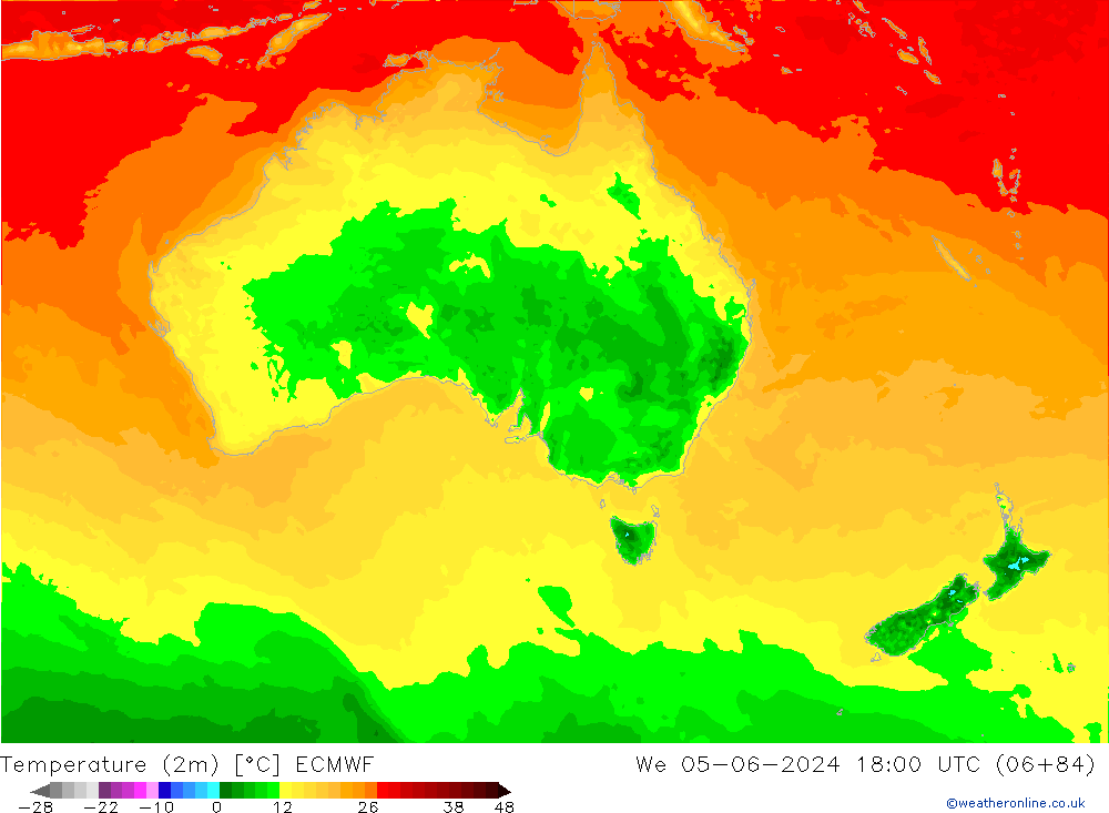 température (2m) ECMWF mer 05.06.2024 18 UTC