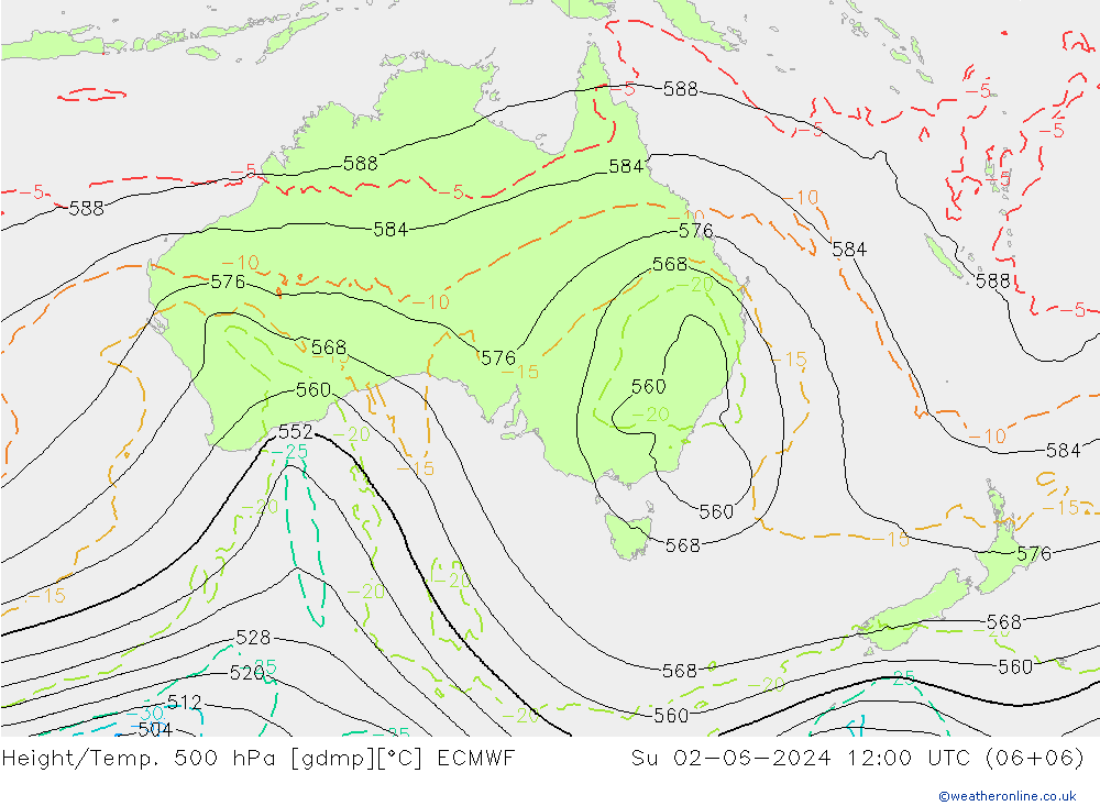 Z500/Rain (+SLP)/Z850 ECMWF dom 02.06.2024 12 UTC