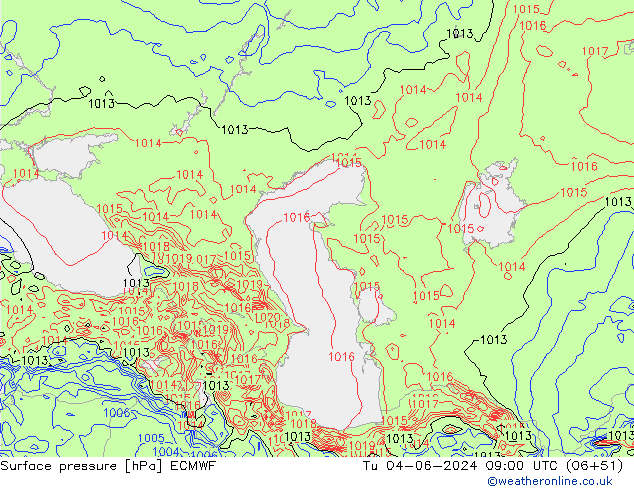 Luchtdruk (Grond) ECMWF di 04.06.2024 09 UTC