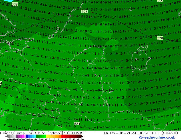 Z500/Rain (+SLP)/Z850 ECMWF Qui 06.06.2024 00 UTC