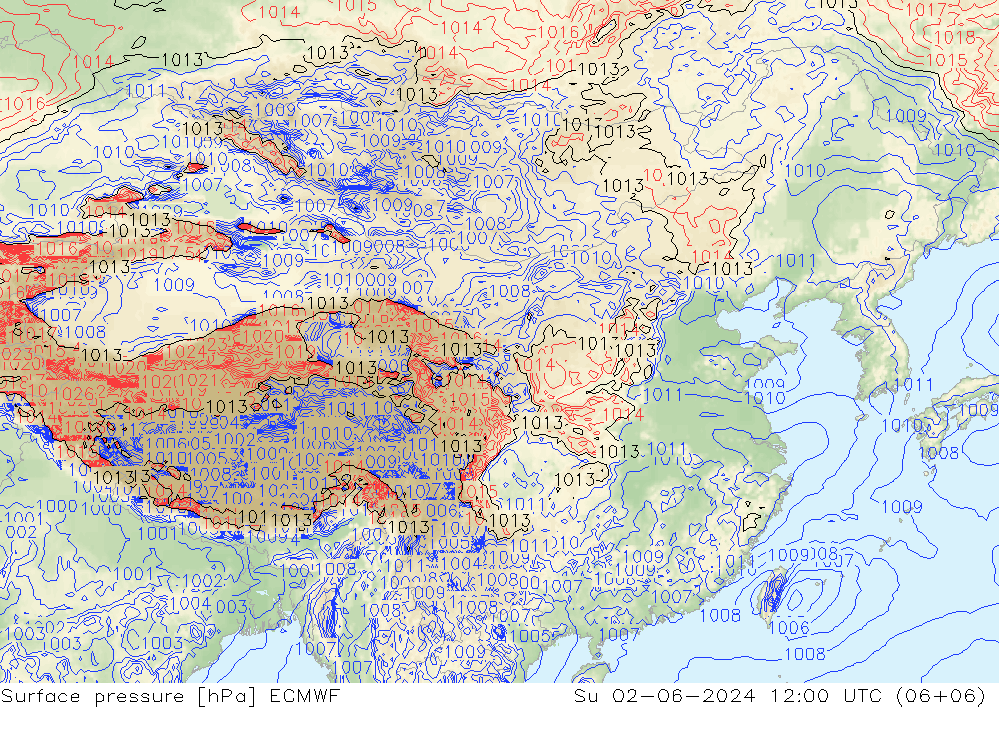 Surface pressure ECMWF Su 02.06.2024 12 UTC