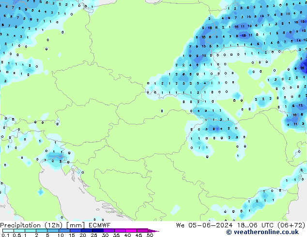 Precipitación (12h) ECMWF mié 05.06.2024 06 UTC