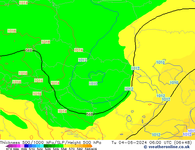 Thck 500-1000hPa ECMWF Tu 04.06.2024 06 UTC