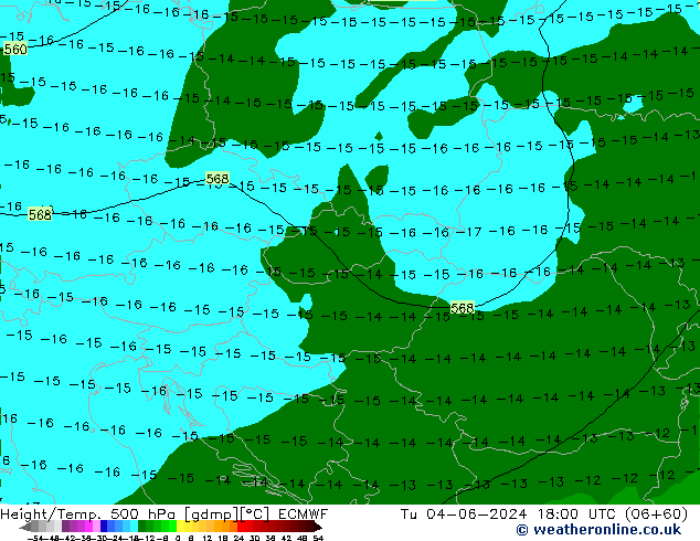 Z500/Rain (+SLP)/Z850 ECMWF вт 04.06.2024 18 UTC