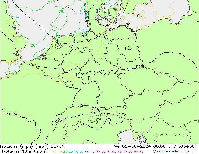 Isotachs (mph) ECMWF  05.06.2024 00 UTC